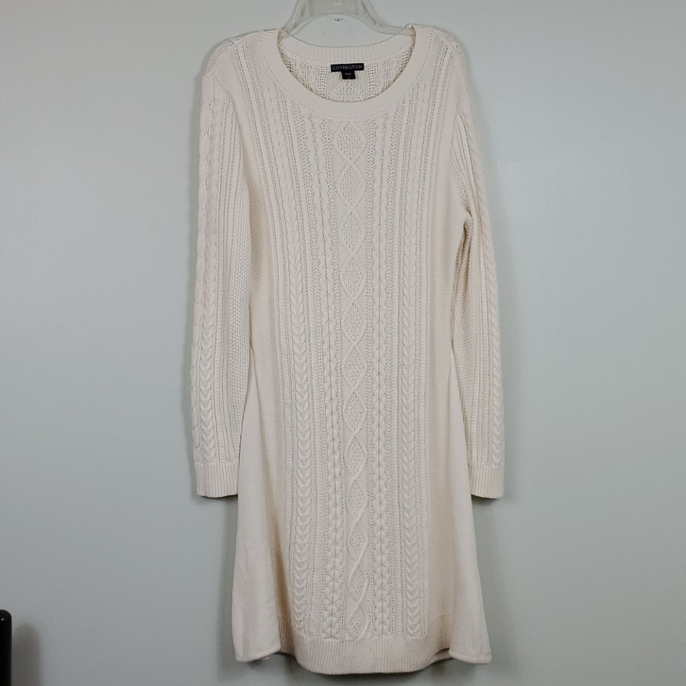 Covington Off White Midi Sweater Dress Size Large